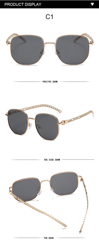 Ovale Metal Chain Sonnenbrille für Frauen, jetzt bestellen bei Darkonia.de