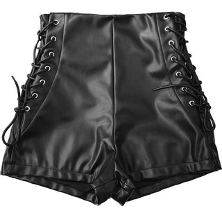 Schwarze Skinny Casual PU Leder Shorts, jetzt bestellen bei Darkonia.de