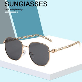 Ovale Metal Chain Sonnenbrille für Frauen, jetzt bestellen bei Darkonia.de