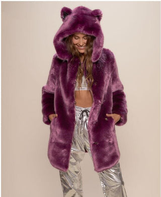 Faux fur coat for women with ear hood