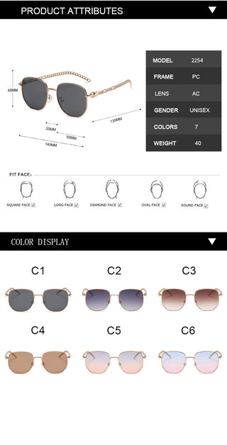 Ovale Metal Chain Sonnenbrille für Frauen, jetzt bestellen bei Darkonia.de