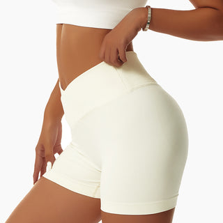 Beige Enge Nahtlose Sport Shorts für Frauen, jetzt bestellen bei Darkonia.de