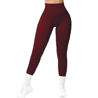 Knitted fitness leggings with high waist, solid &amp; elastic