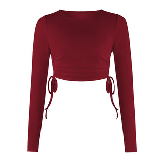 women's crop top with long sleeves