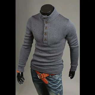 Modischer Rollkragenpullover mit Knöpfen für Herren Sweatshirt Darkonia.de