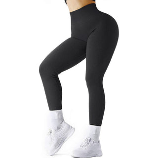 Knitted fitness leggings with high waist, solid &amp; elastic