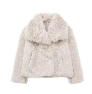 Women's autumn/winter imitation fur coat - stylish and elegant