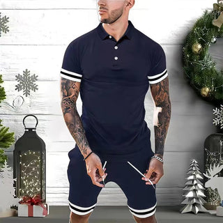 2-piece set men's polo shirt + shorts for summer