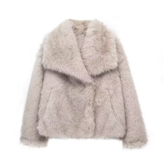 Women's autumn/winter imitation fur coat - stylish and elegant