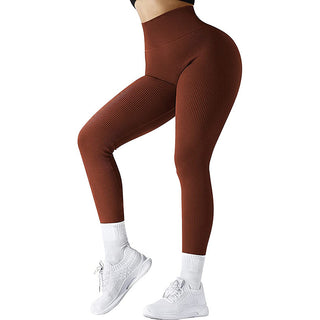 Knitted fitness leggings with high waist, solid &amp; elastic